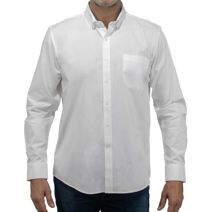 Camisa Blanca Lisa de Manga Larga 100% Algodón BASICO4