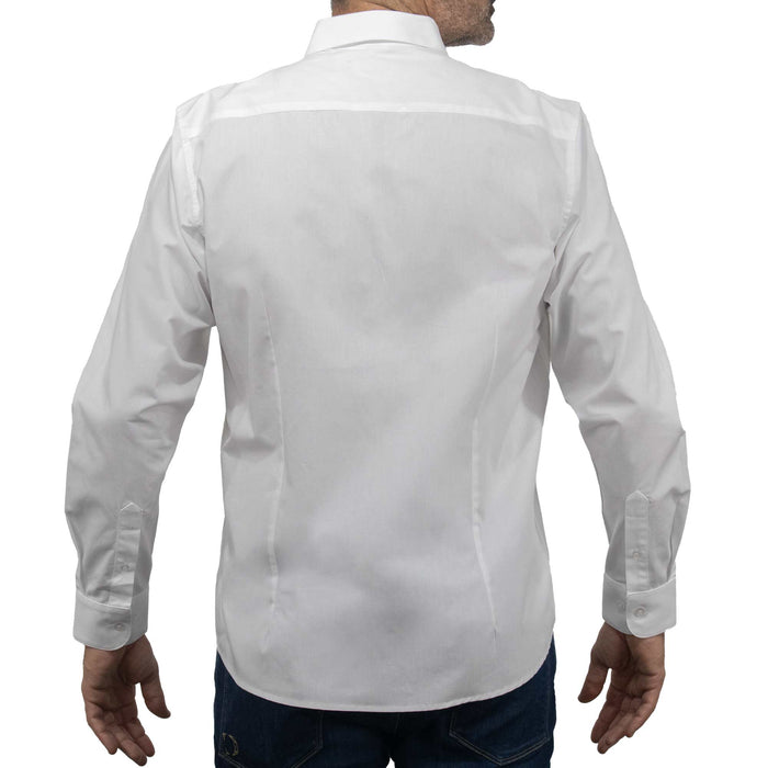 Camisa Blanca Lisa de Manga Larga 100% Algodón BASICO4