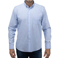 Camisa Lisa Azul con Manga Larga 100% Algodón BASICO5