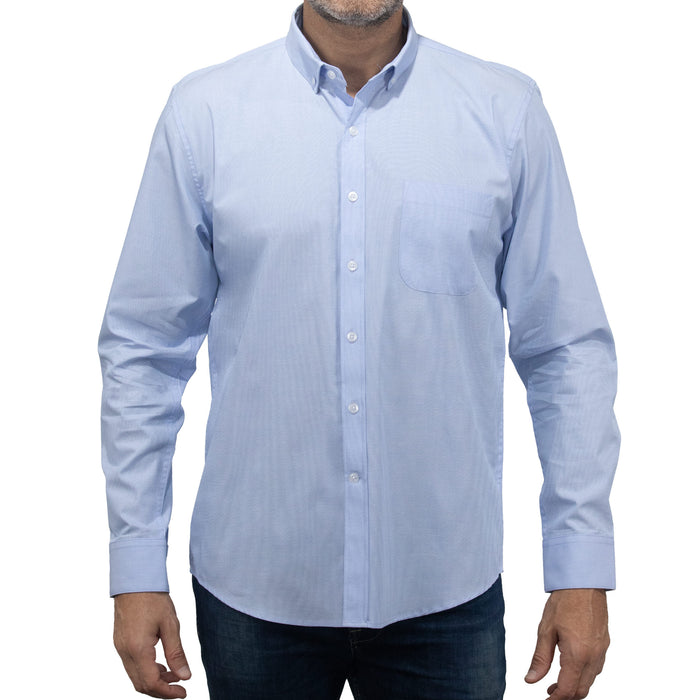 Camisa Lisa Azul con Manga Larga 100% Algodón BASICO5