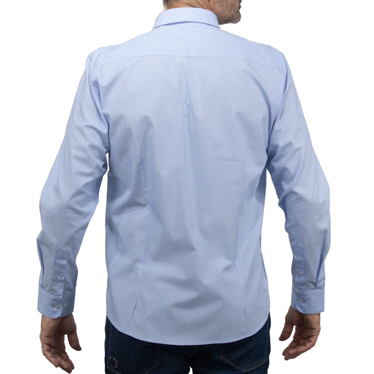 Camisa Lisa Azul con Manga Larga 100% Algodón BASICO5
