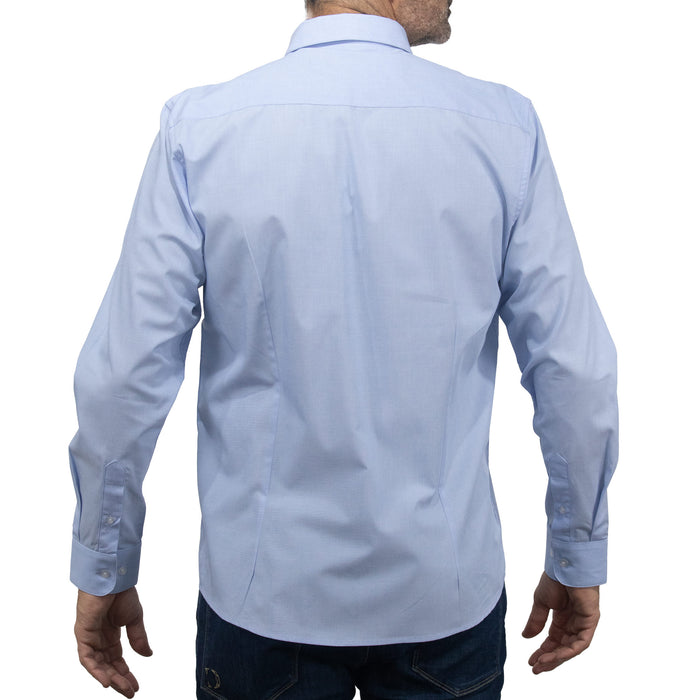 Camisa Lisa Azul con Manga Larga 100% Algodón BASICO5