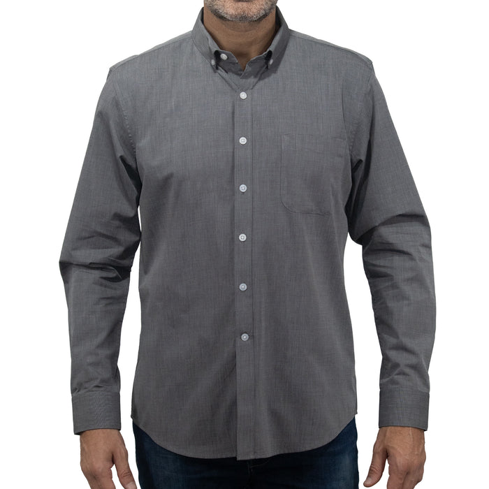 Camisa Lisa Gris con Manga Larga 100% Algodón BASICO6