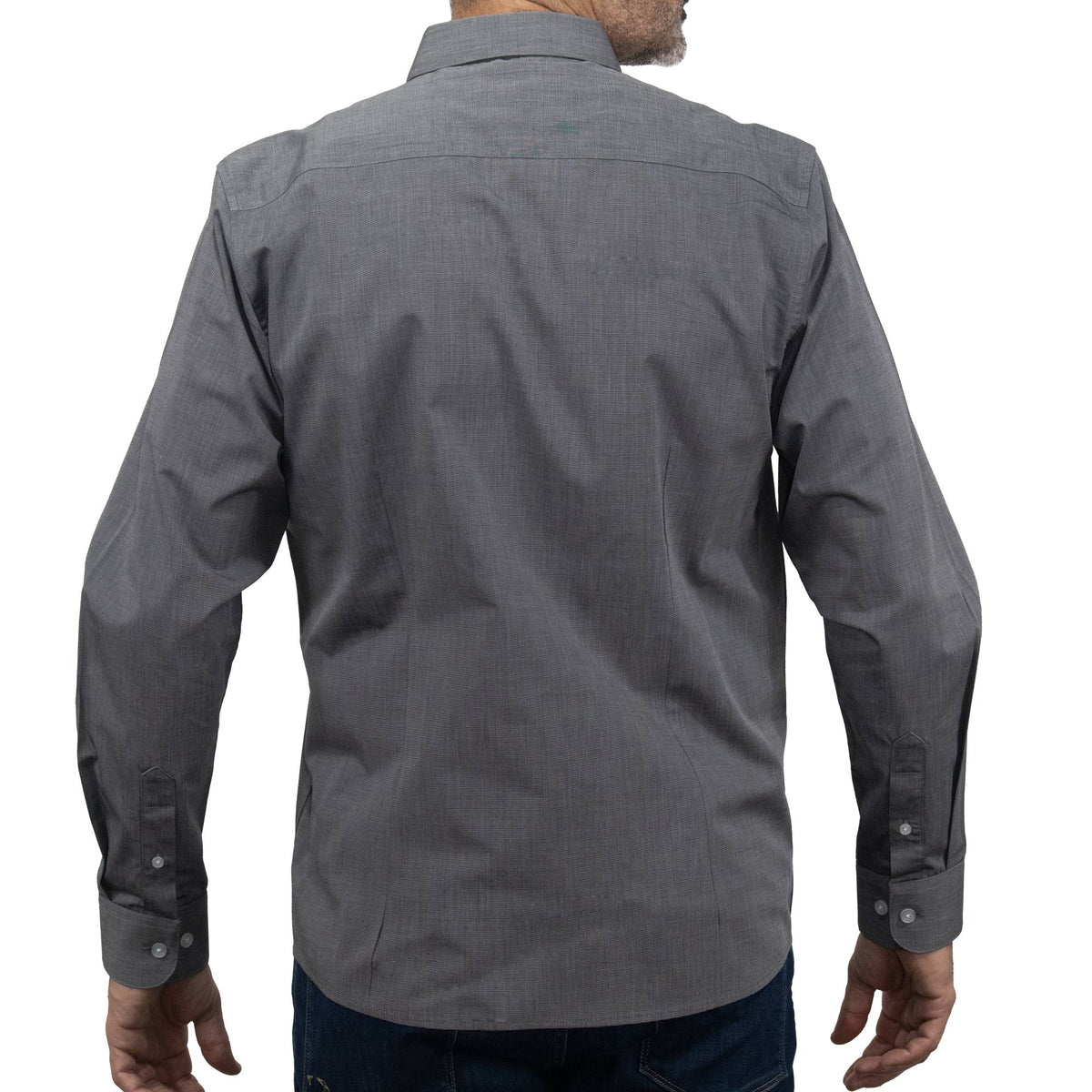 Camisa Lisa Gris con Manga Larga 100% Algodón BASICO6