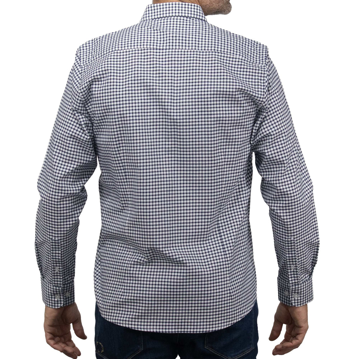 Camisa de Cuadros Azul con Manga Larga 100% Algodón BASICO7