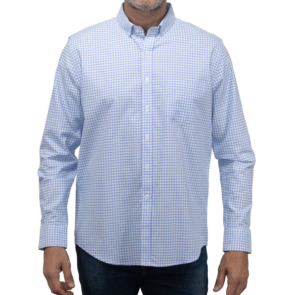 Camisa de Manga Larga Cuadros Azul 100% Algodón BASICO8