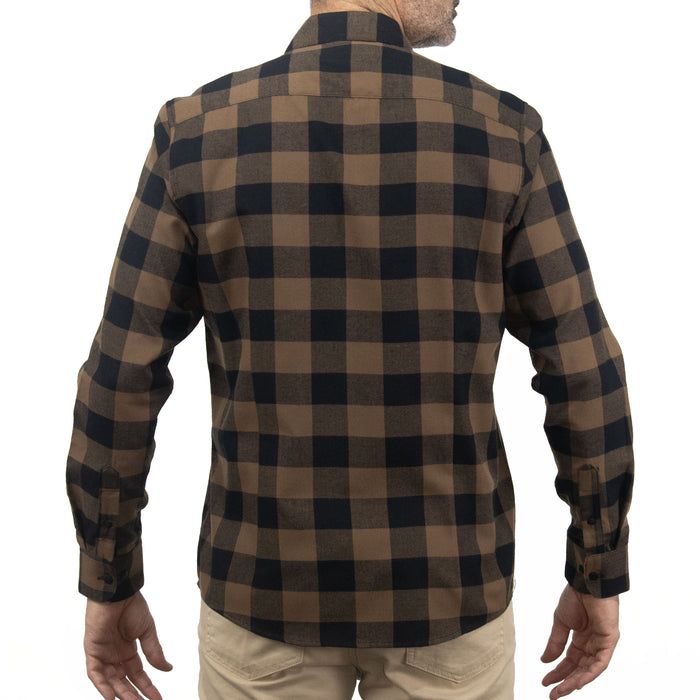 Camisa de Franela de Cuadros Café con Manga Larga 2410257