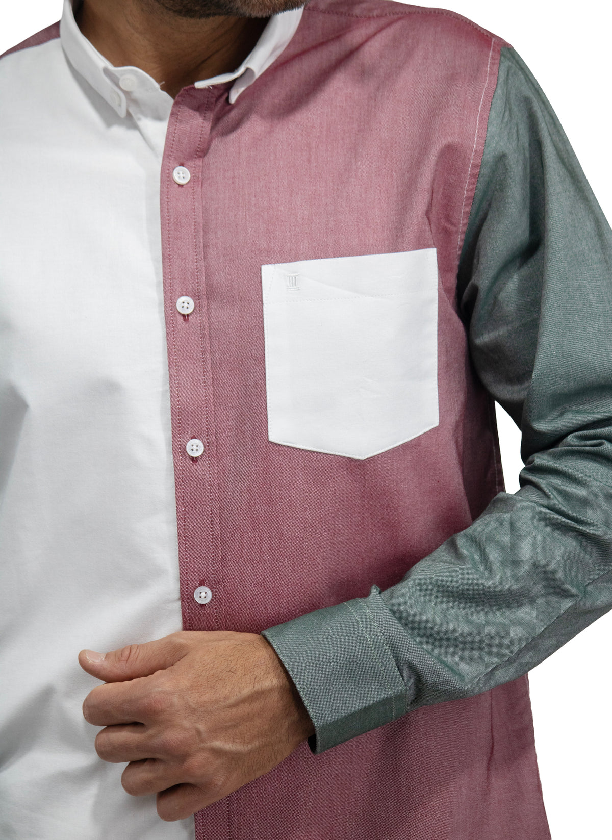 Camisa Mundialista Verde, Blanco y Rojo Manga Larga 100% Algodón 2600001