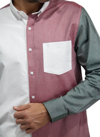 Camisa Mundialista Verde, Blanco y Rojo Manga Larga 100% Algodón 2600001