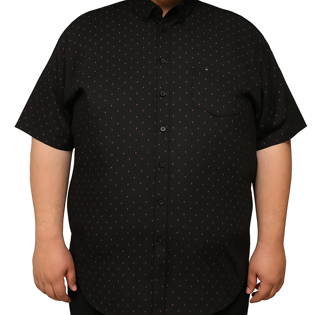 CAMISA MANGA CORTA AZUL ESTAMPADO 100% ALGODÓN TALLA EXTRA 2308050