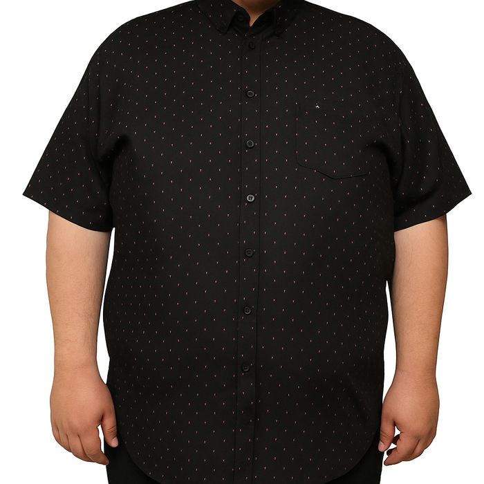 CAMISA MANGA CORTA AZUL ESTAMPADO 100% ALGODÓN  REF 2308050 Talla Extra