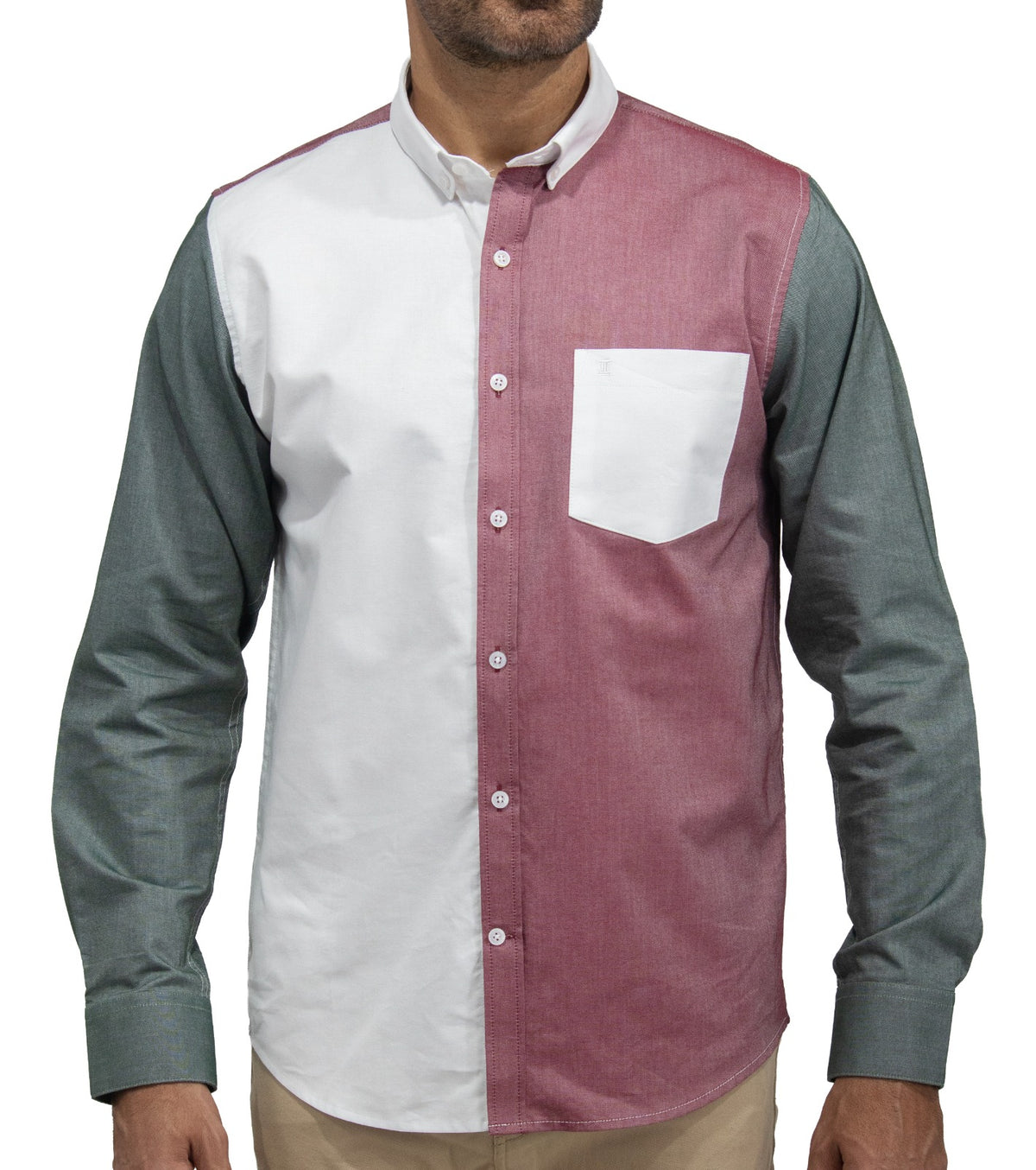 Camisa Mundialista Verde, Blanco y Rojo Manga Larga 100% Algodón 2600001