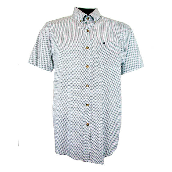 CAMISA MANGA CORTA AZUL ESTAMPADA 100% ALGODON REF 1901007 - dioromx