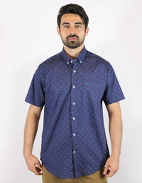 CAMISA MANGA CORTA AZUL ESTAMPADA 100% ALGODON REF 1905095 - dioromx