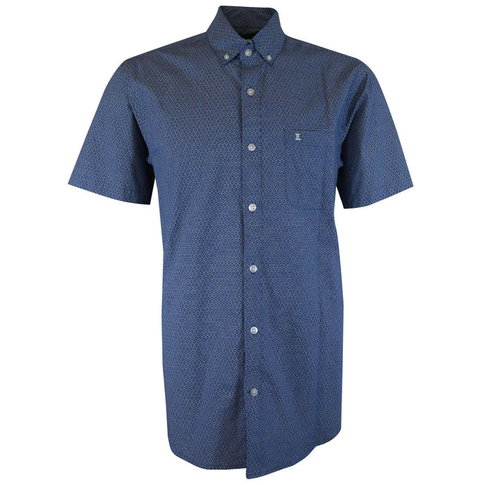 CAMISA MANGA CORTA AZUL ESTAMPADA 100% ALGODON REF 1905103 - dioromx