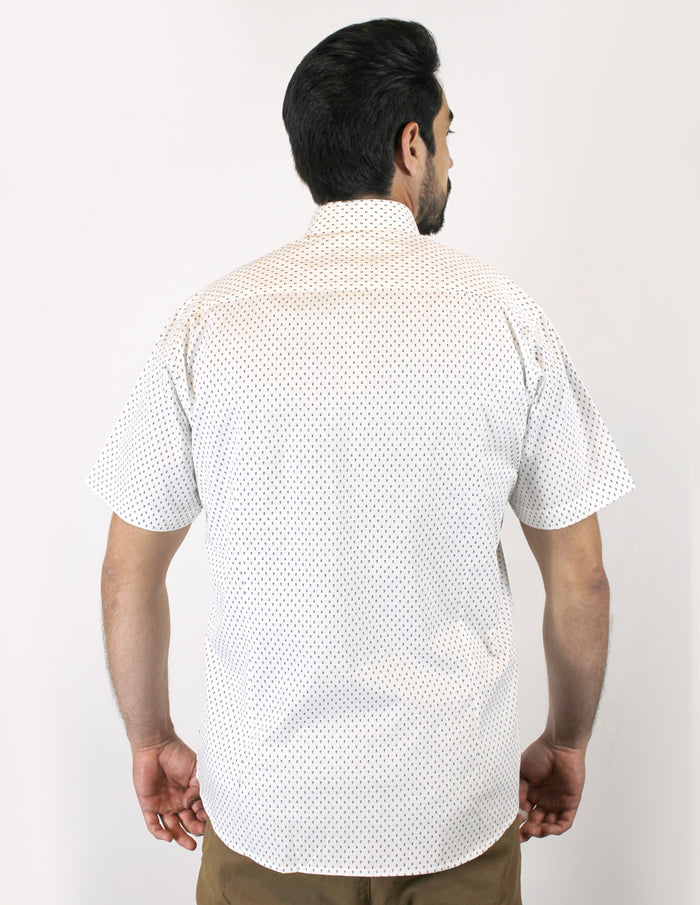 CAMISA MANGA CORTA BLANCO ESTAMPADA 100% ALGODON REF 1906134 - dioromx