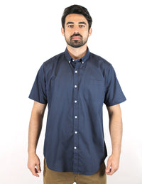 CAMISA MANGA CORTA AZUL ESTAMPADA 100% ALGODON REF 1907162 - dioromx