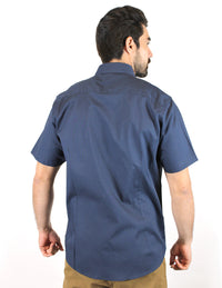 CAMISA MANGA CORTA AZUL ESTAMPADA 100% ALGODON REF 1907162 - dioromx