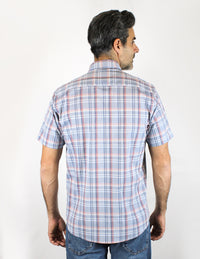 CAMISA MANGA CORTA CUADROS AZULES 100% ALGODON REF 1907163 - dioromx