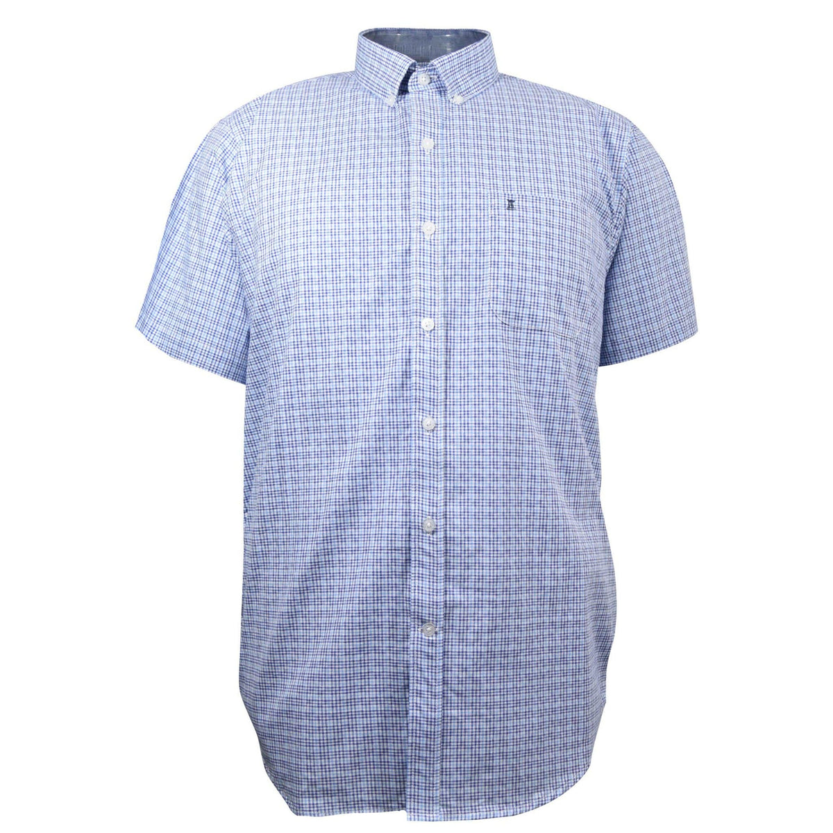 CAMISA MANGA CORTA CUADROS AZULES 100% ALGODON REF 1907164 - dioromx