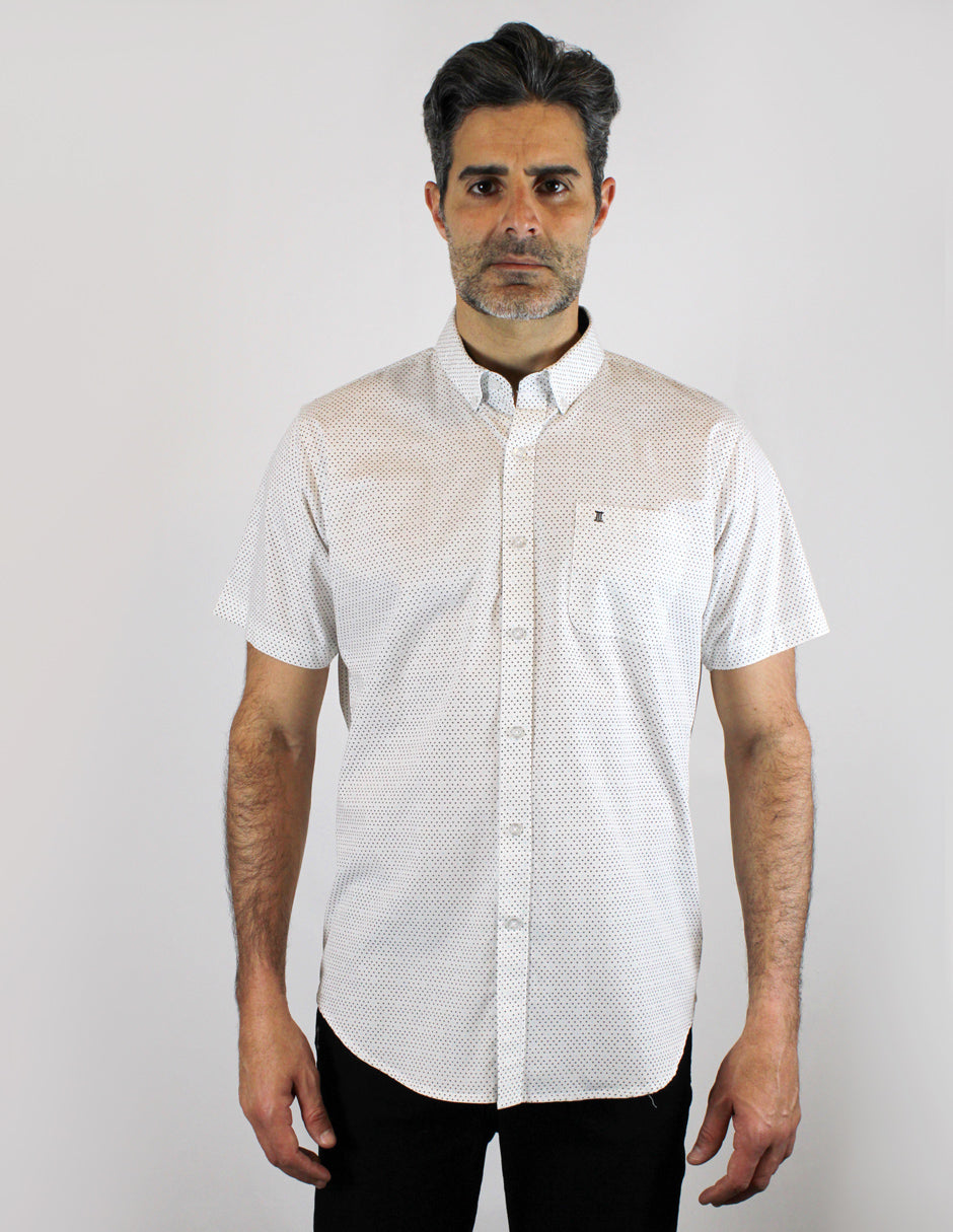 CAMISA MANGA CORTA BLANCA ESTAMPADA 100% ALGODON REF 1908189 - dioromx