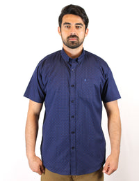 CAMISA MANGA CORTA AZUL ESTAMPADA 100% ALGODON REF 1908190 - dioromx