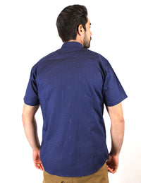 CAMISA MANGA CORTA AZUL ESTAMPADA 100% ALGODON REF 1908190 - dioromx