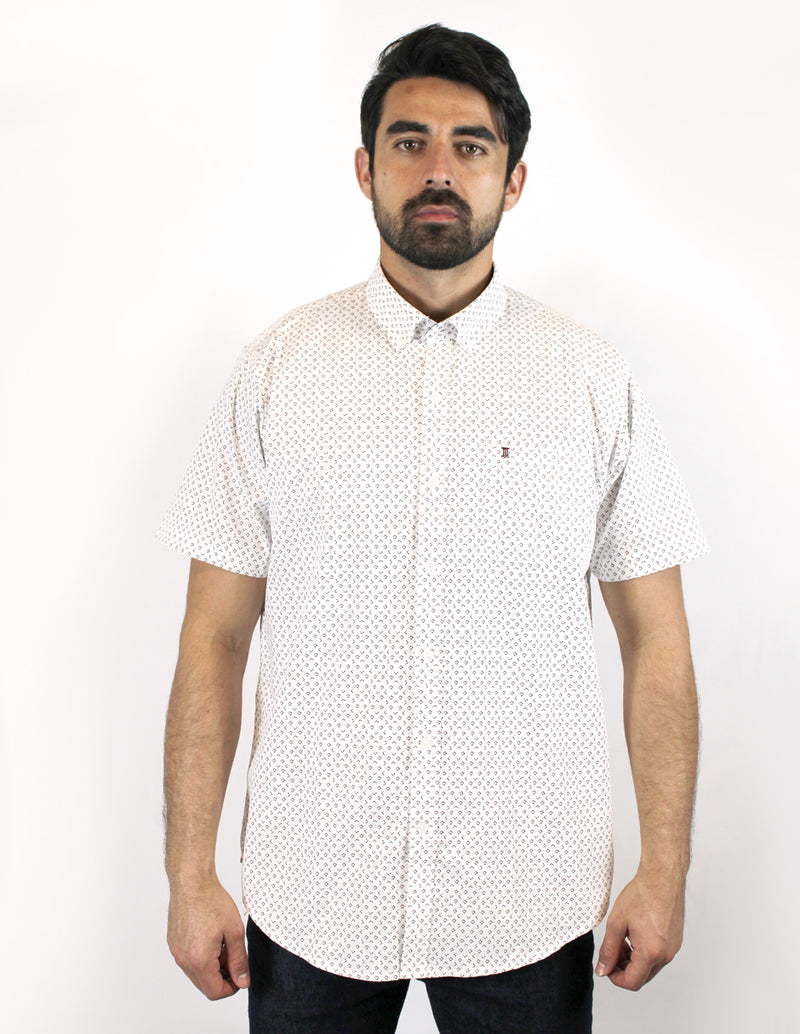 CAMISA MANGA CORTA ESTAMPADO BLANCO 100% ALGODON TALLA REGULAR REF 1911314 - dioromx