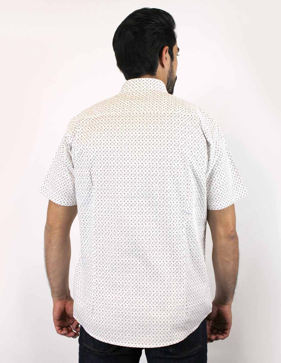 CAMISA MANGA CORTA ESTAMPADO BLANCO 100% ALGODON TALLA REGULAR REF 1911314 - dioromx