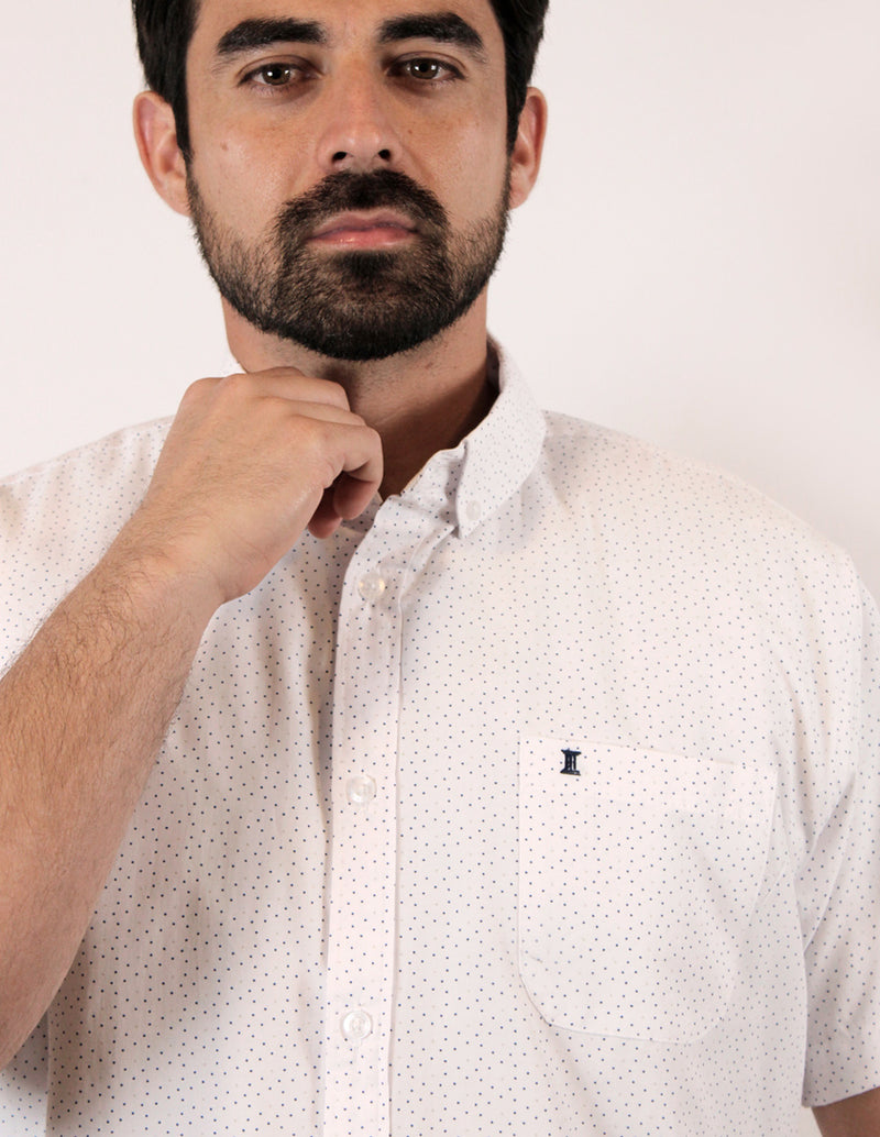 CAMISA MANGA CORTA ESTAMPADO BLANCO POLIESTER/ALGODON TALLA REGULAR REF 2001018 - dioromx