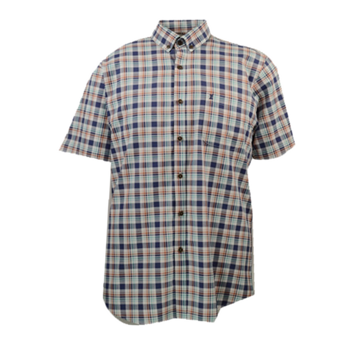 CAMISA MANGA CORTA CUADRO AQUA 100% ALGODÓN  REF 2016112 X