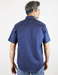 CAMISA MANGA CORTA ESTAMPADO AZUL 100% ALGODÓN REF 2104075