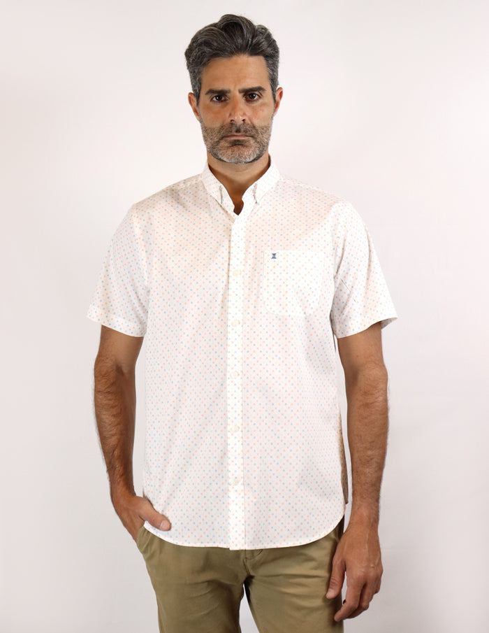 CAMISA MANGA CORTA ESTAMPADO BLANCO 100% ALGODÓN REF 2105128