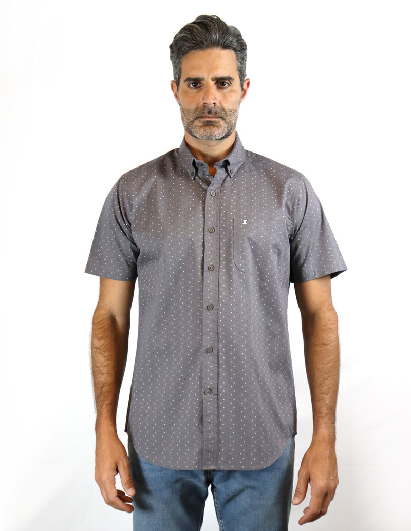 CAMISA MANGA CORTA ESTAMPADO GRIS  REF 2105134