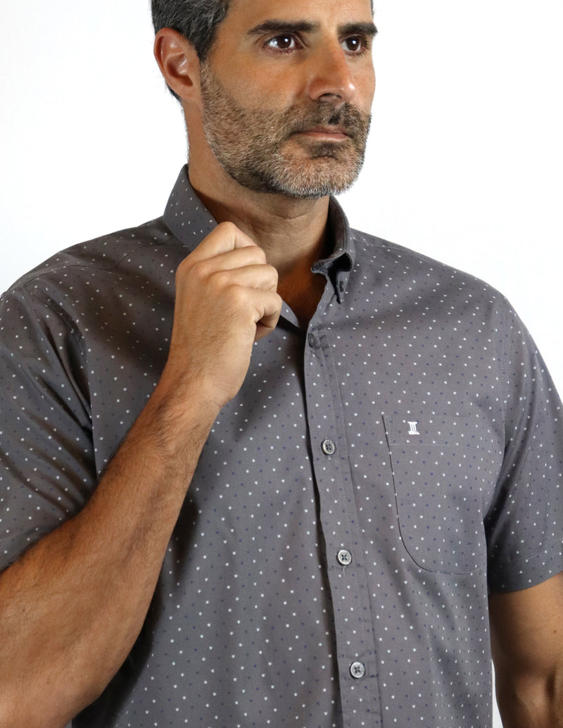 CAMISA MANGA CORTA ESTAMPADO GRIS  REF 2105134