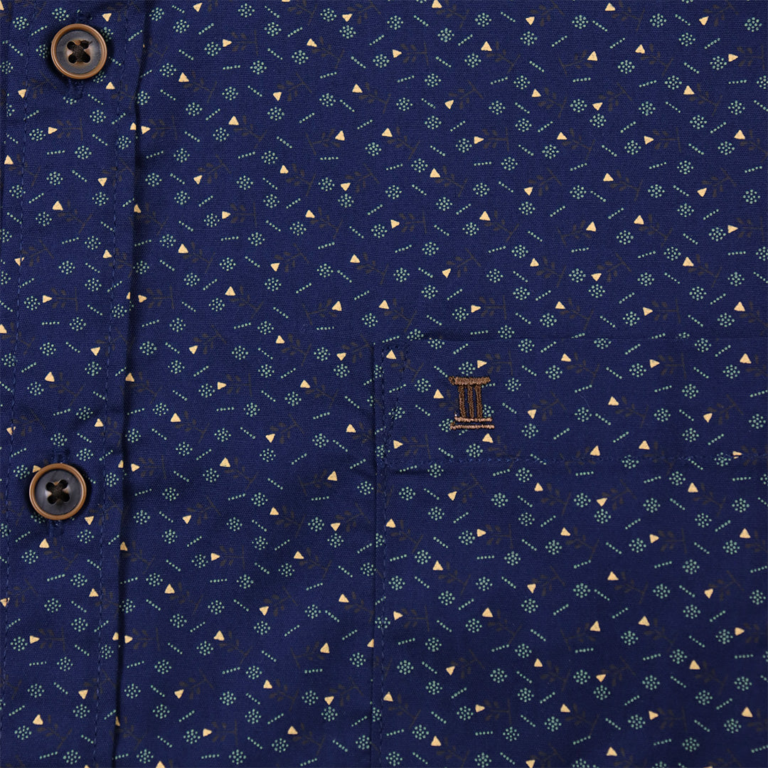 CAMISA MANGA CORTA ESTAMPADO AZUL 100% ALGODÓN REF 2104075