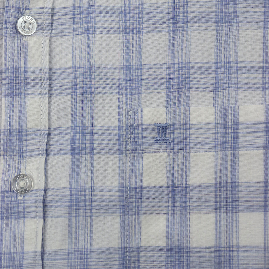 CAMISA MANGA CORTA CUADRO AZUL 100% ALGODÓN  REF 2104083