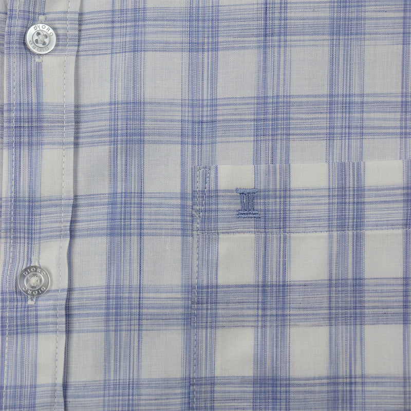 CAMISA MANGA CORTA CUADRO AZUL 100% ALGODÓN  REF 2104083