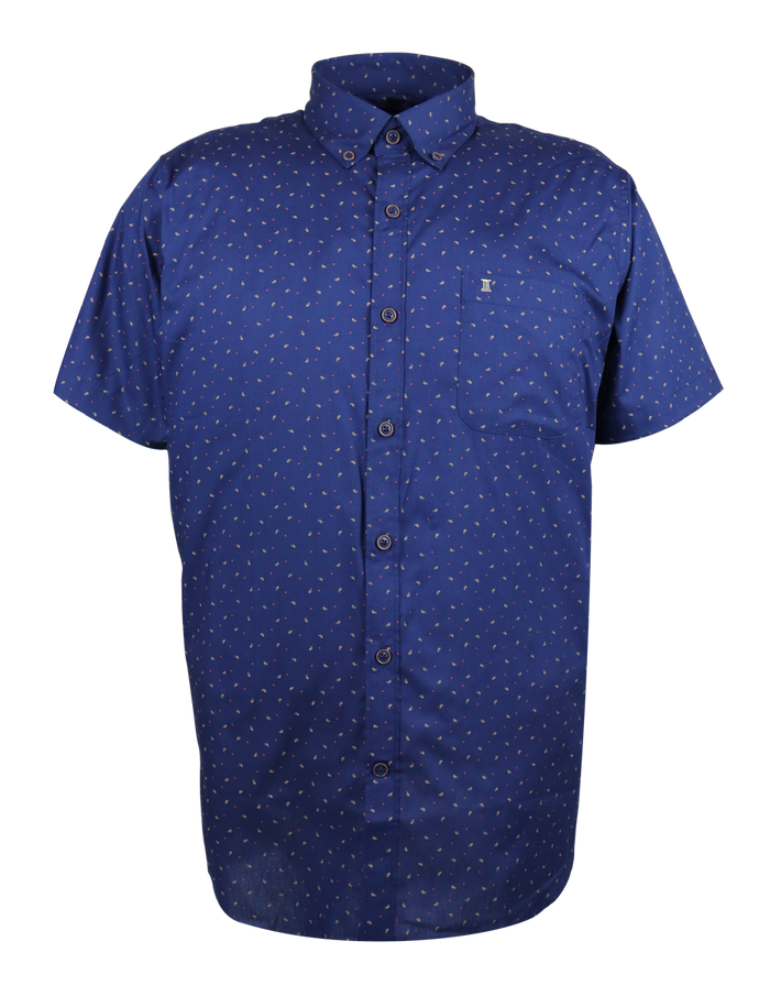 CAMISA MANGA CORTA AZUL ESTAMPADO 100% ALGODON REF 2203045