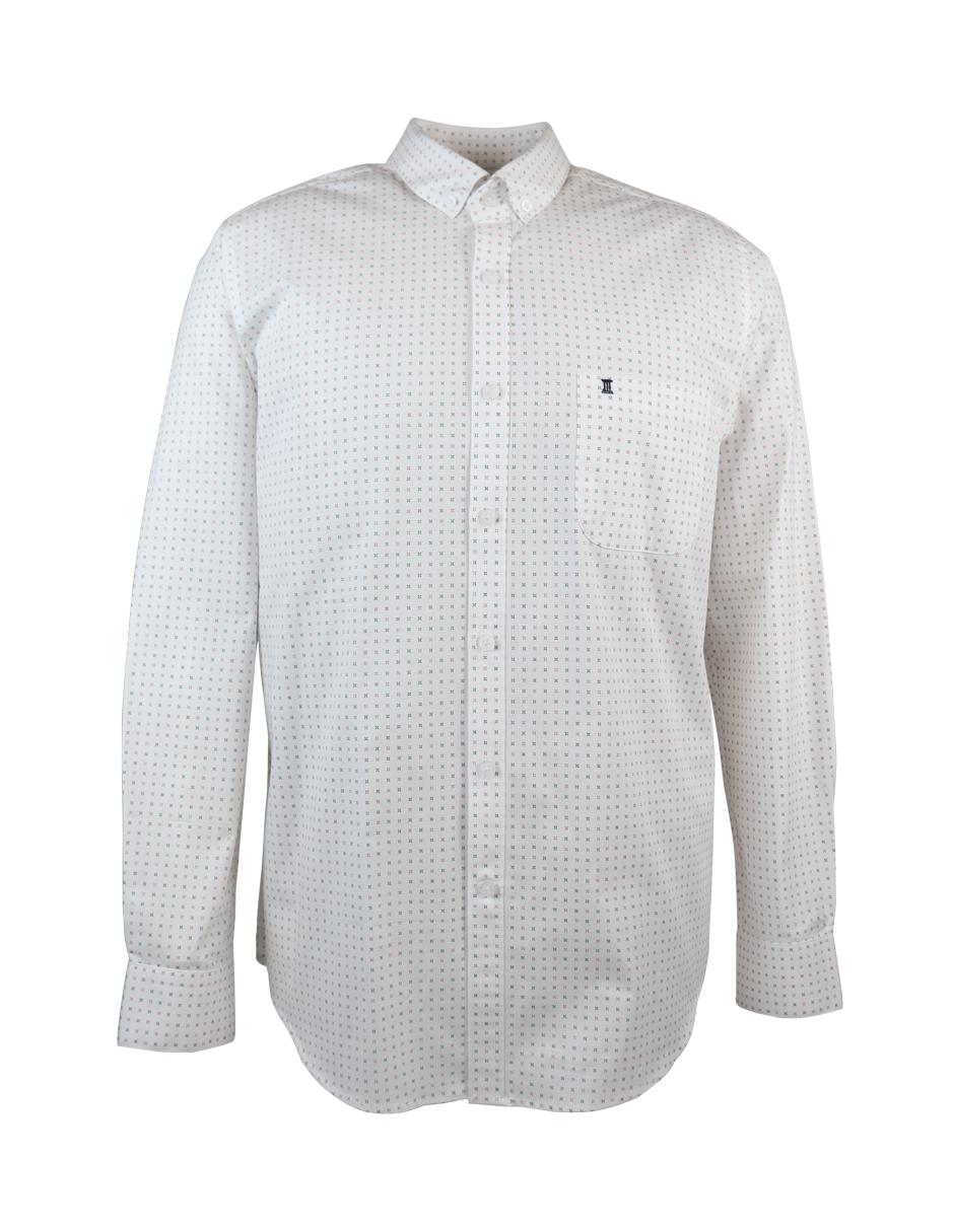 CAMISA MANGA LARGA BLANCA ESTAMPADO 100% ALGODÓN  REF 2205116