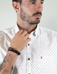 CAMISA MANGA CORTA BLANCO ESTAMPADO 100% ALGODÃ“N  REF 2205119