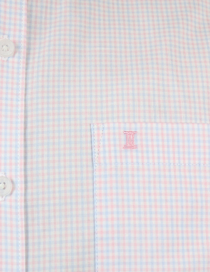 CAMISA MANGA CORTA ROSA CUADROS 100% ALGODÓN REF 2207189