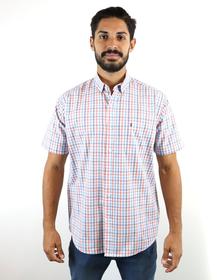 CAMISA MANGA CORTA MULTICOLOR CUADROS 100% ALGODÓN REF 2207196