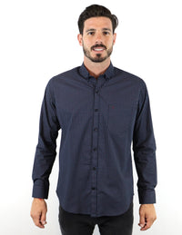 CAMISA MANGA LARGA AZUL ESTAMPADO 100% ALGODÓN  REF 2208217