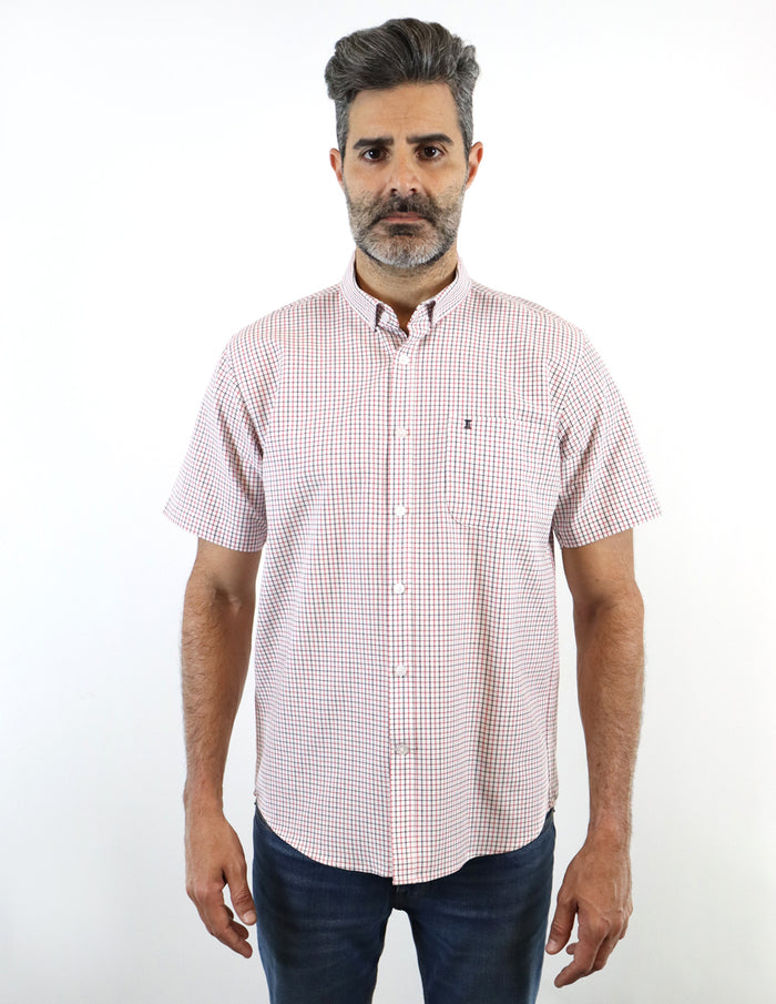 CAMISA MANGA CORTA ROJO CUADROS  REF 2208227