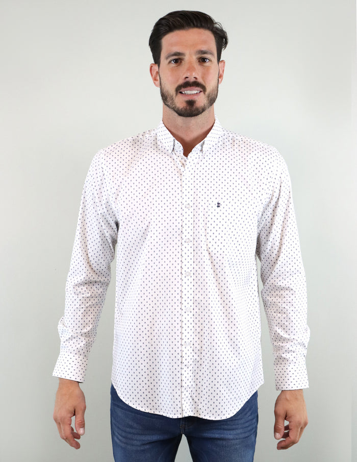 CAMISA MANGA LARGA BLANCA ESTAMPADO 100% ALGODÓN REF 2208231