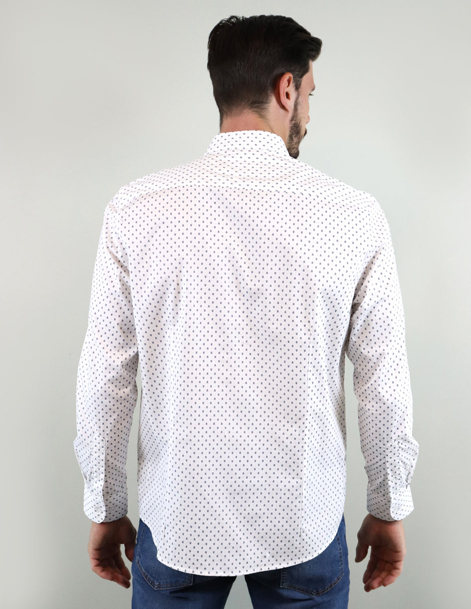 CAMISA MANGA LARGA BLANCA ESTAMPADO 100% ALGODÓN REF 2208231