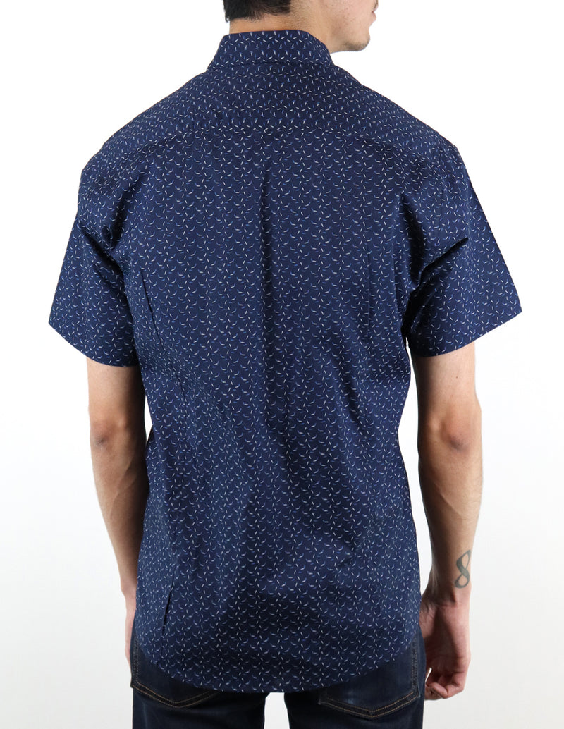 CAMISA MANGA CORTA AZUL ESTAMPADA 100% ALGODON REF 2210318