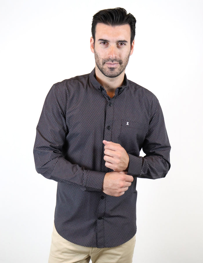 CAMISA MANGA LARGA GRIS ESTAMPA REF 2210324