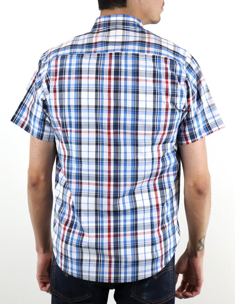 CAMISA MANGA CORTA AZUL CUADROS TALLA REGULAR REF 2210359